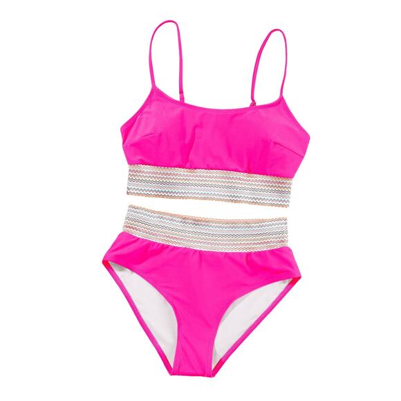 Rose Striped Patchwork Spaghetti Strap High Waist Bikini Swimsuit New S, M, L,XL - Picture 2 of 11